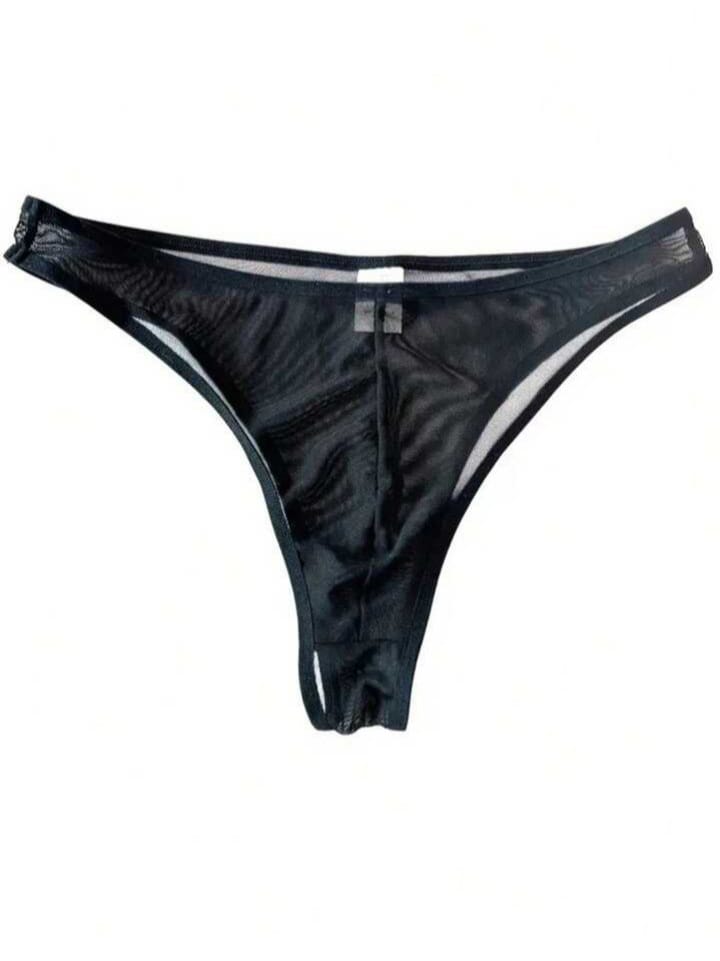 Bonga Boys Men's Solid Mesh Transparent Bulge Thongs Underwear